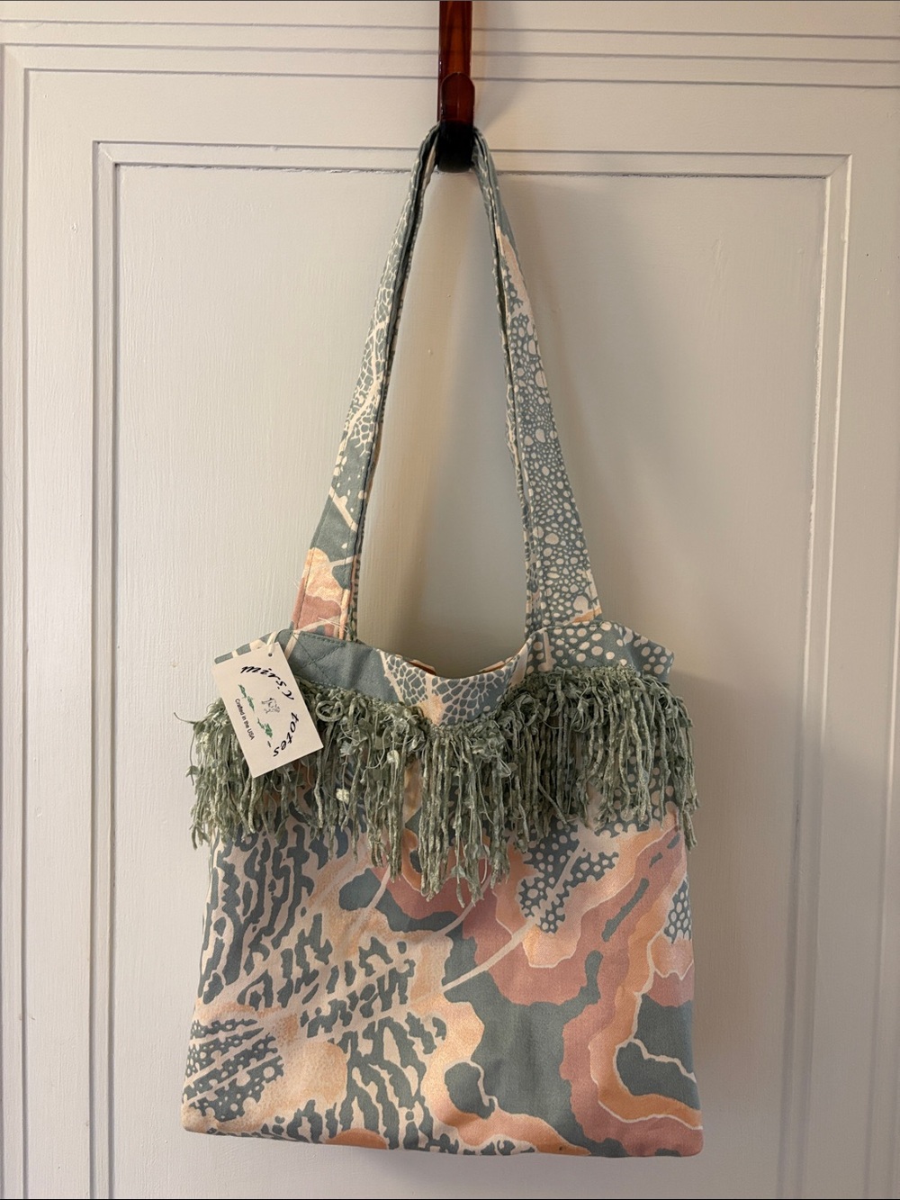 NWT Fringe Trim Printed Small Tote/Purse.